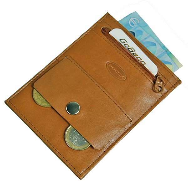 Kleiner Brustbeutel Leder mit RFID Blocker Brusttasche Klarsichtfach Security Wallet 10017