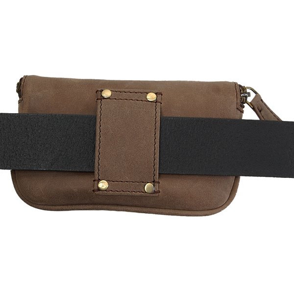 Flache Gürteltasche Hüfttasche Bikertasche Bauchtasche Leder Festivaltasche 40012