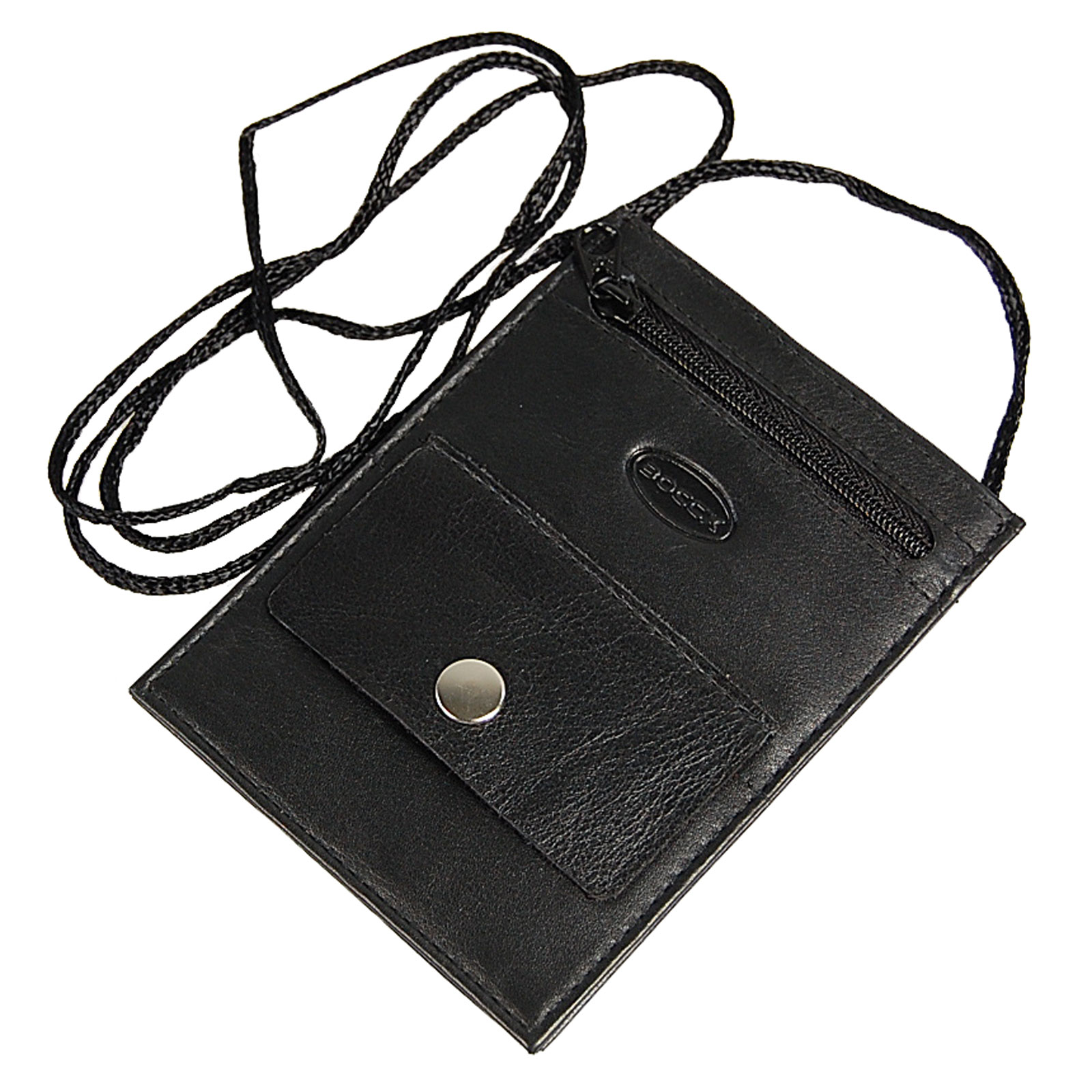 Boccx Markenshop - Kleiner Brustbeutel Leder mit RFID Blocker Brusttasche  Klarsichtfach Security Wallet 10017