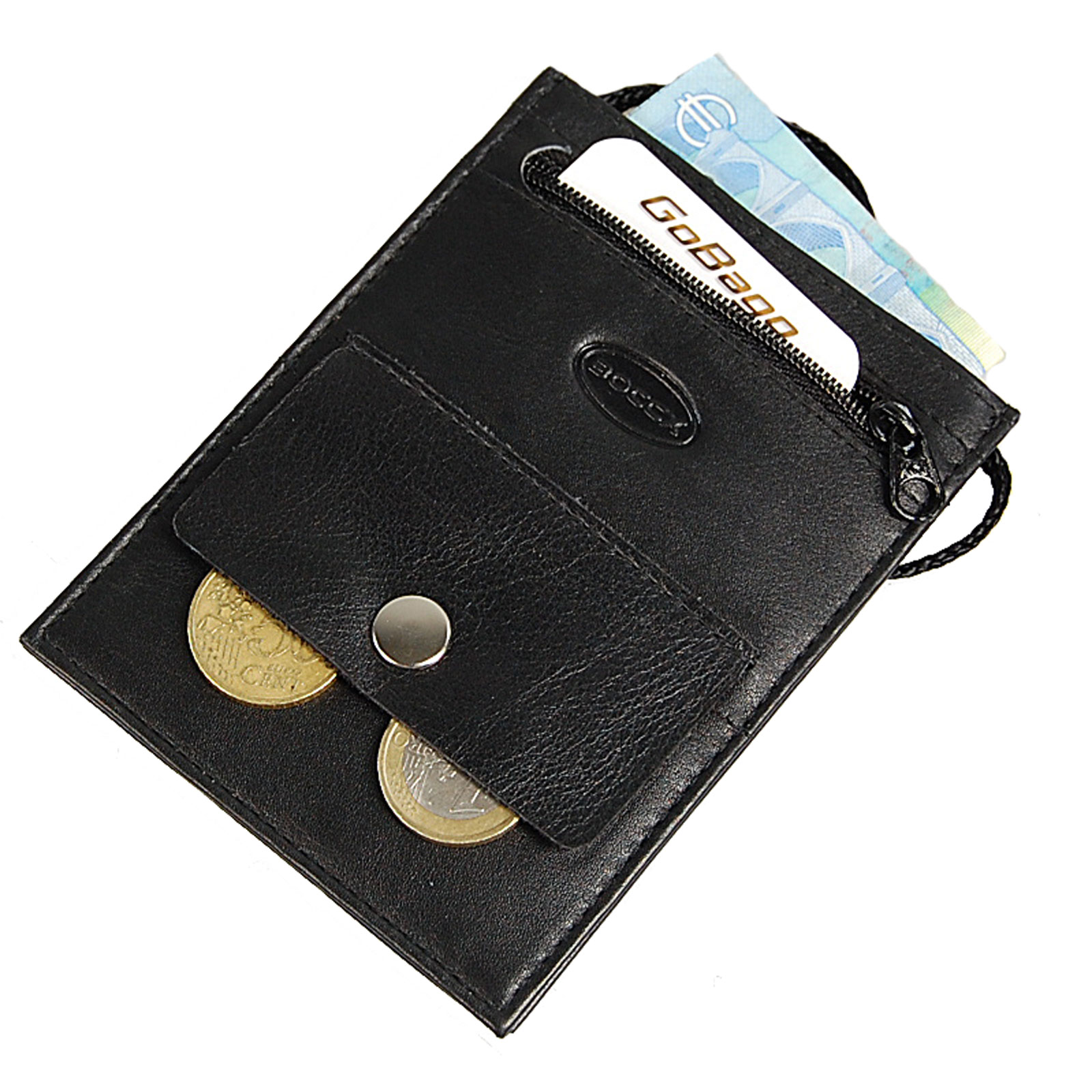 Boccx Markenshop - Kleiner Brustbeutel Leder mit RFID Blocker Brusttasche  Klarsichtfach Security Wallet 10017