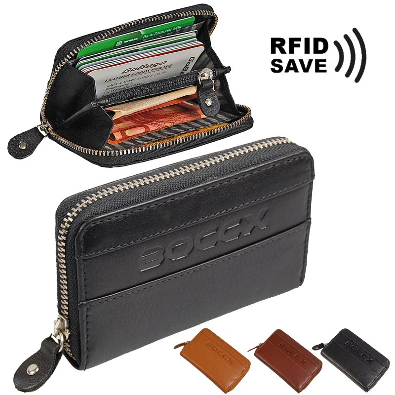 Mini Reißverschluss RFID Geldbörse Leder Geldbeutel Münzbörse Börse 10009