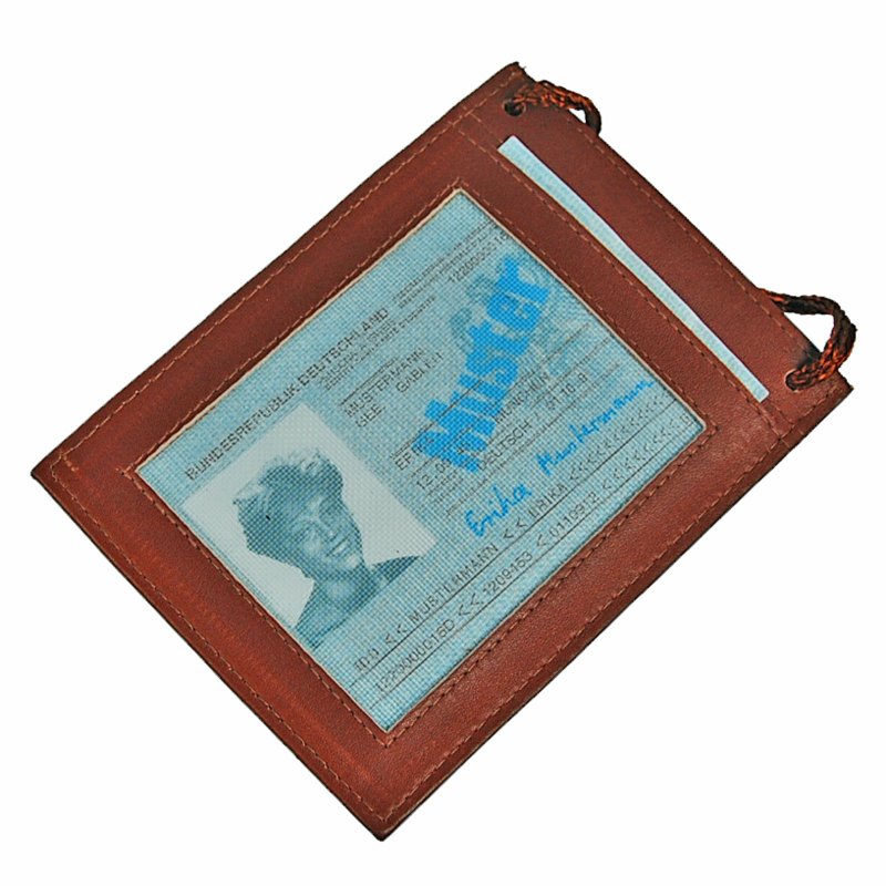 Kleiner Brustbeutel Leder mit RFID Blocker Brusttasche Klarsichtfach Security Wallet 10017