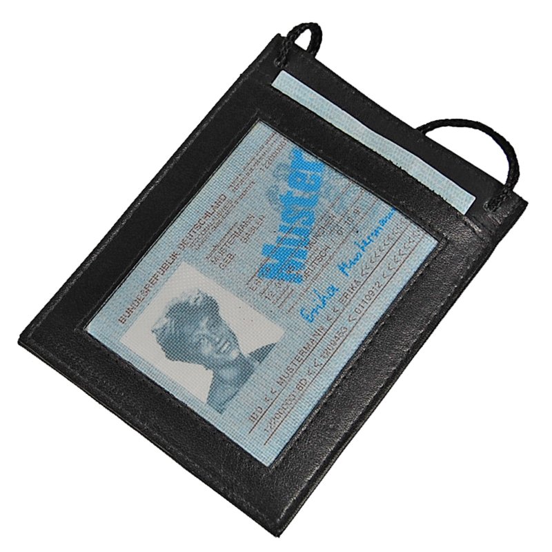 Kleiner Brustbeutel Leder mit RFID Blocker Brusttasche Klarsichtfach Security Wallet 10017