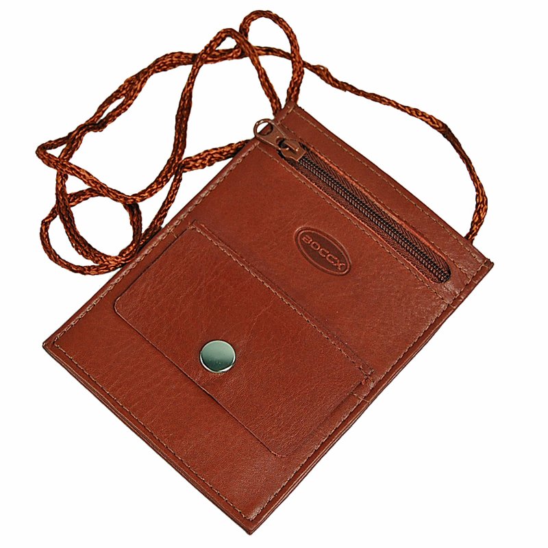 Kleiner Brustbeutel Leder mit RFID Blocker Brusttasche Klarsichtfach Security Wallet 10017