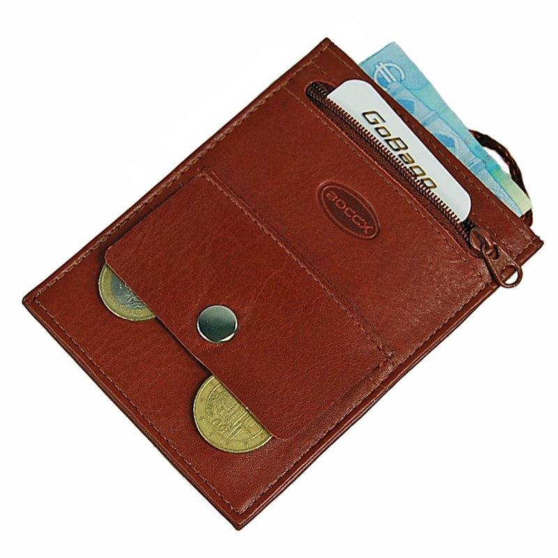 Boccx Markenshop - Brustbeutel Leder RFID Schutz Brusttasche Klarsichtfach  Security Wallet 10018