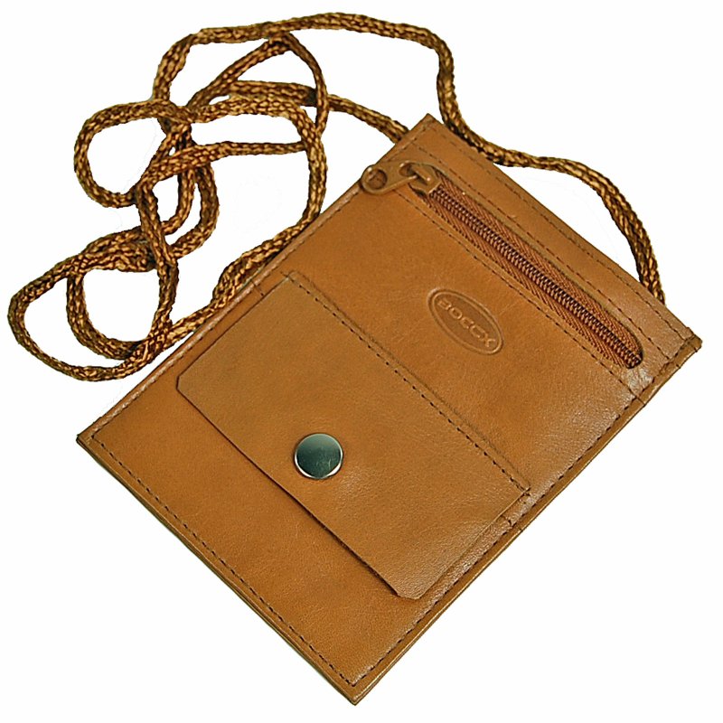 Kleiner Brustbeutel Leder mit RFID Blocker Brusttasche Klarsichtfach Security Wallet 10017