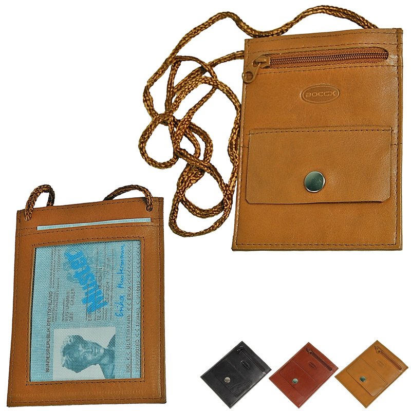 Kleiner Brustbeutel Leder mit RFID Blocker Brusttasche Klarsichtfach Security Wallet 10017