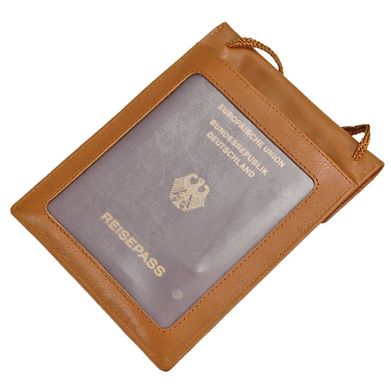 Brustbeutel Leder Brusttasche groß RFID Reisepass Security Wallet 10019