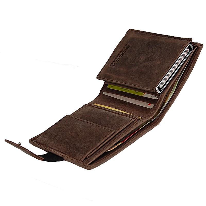 Herren Geldbeutel Leder Geldbörse Aluminium RFID Kartenetui Herrenbörse 40029